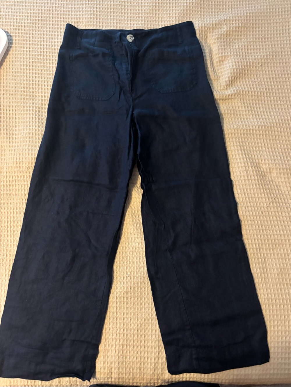 Quince 100% linen deep navy women’s wide leg pants